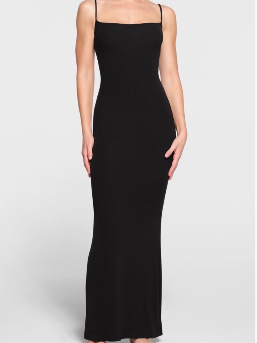 SKIMS SOFT LOUNGE LONG SLIP DRESS IN ONYX SIZE L  REGULAR